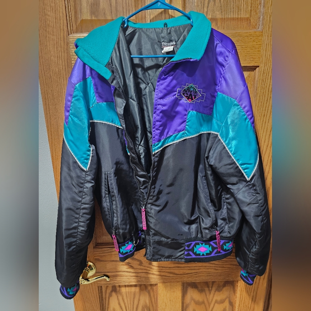 Vintage 80's 90's Black and Purple Artic Cat Ski Jacket